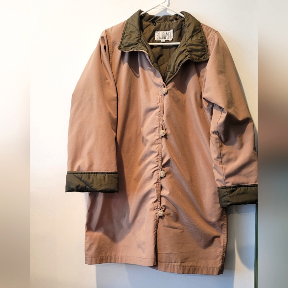 Vintage Made in USA Bill Blass Tan and Green Coat